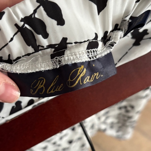 Blue Rain Black and White Bird Pattern A-Line Skirt - Picture 5 of 6